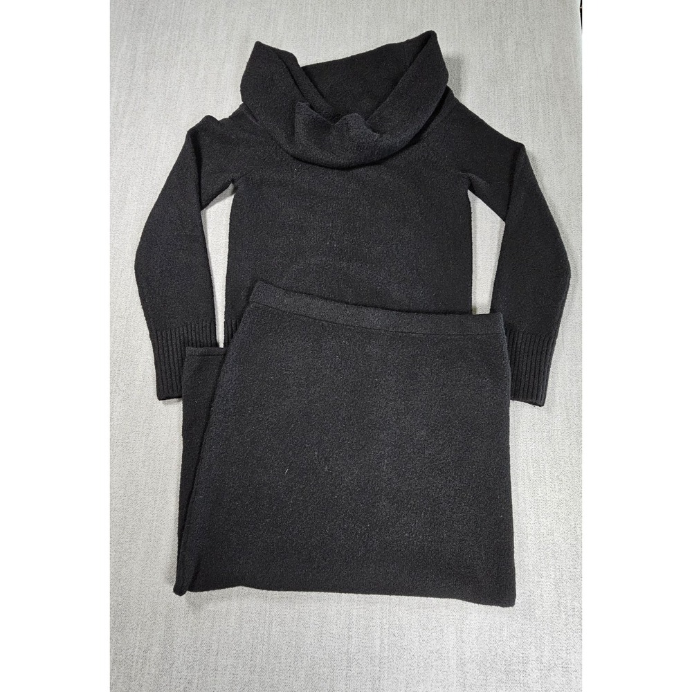 House of Harlow 1960 Black Sweater & Skirt Set M Ribbed Cowl Neck Long Sleeve